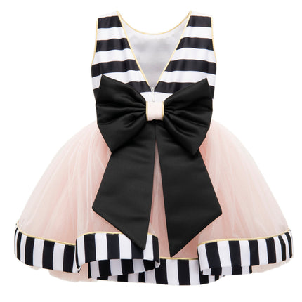 Black & White Striped Sleeveless Tulle Dress