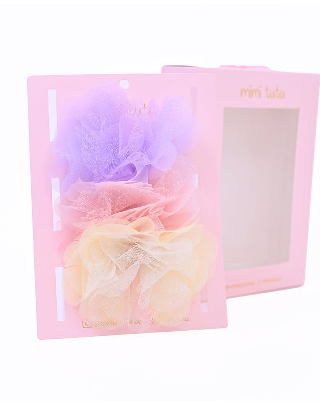 Tulle Flower Bow Hairclip Set