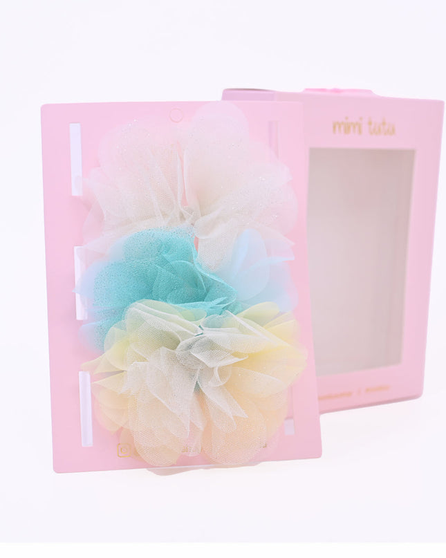 Tulle Flower Bow Hairclip Set