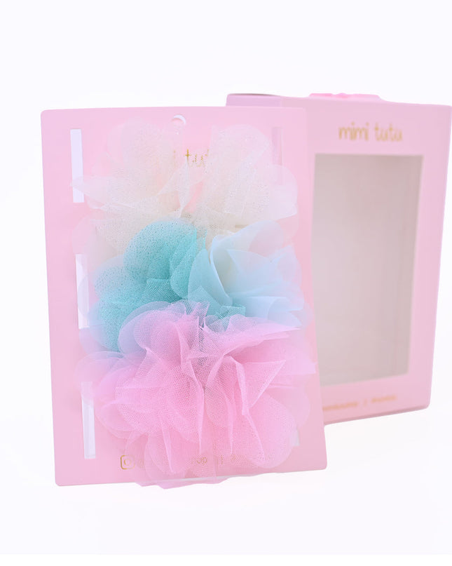 Tulle Flower Bow Hairclip Set