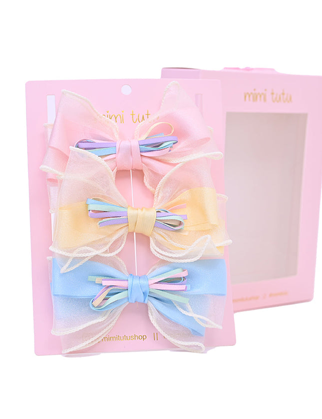 Multicolor Ribbon Bow Hairclip Set