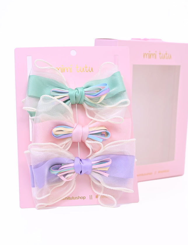 Multicolor Ribbon Bow Hairclip Set