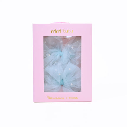 Tulle Bow Pearl Accented Hairclip Set