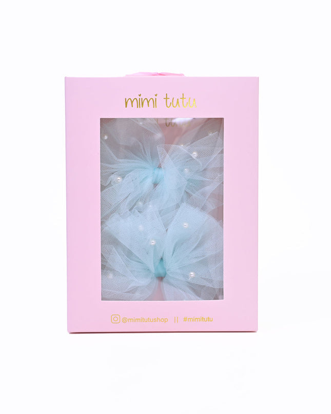 Tulle Bow Pearl Accented Hairclip Set