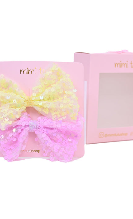 Sequin Bow Hairclip Set