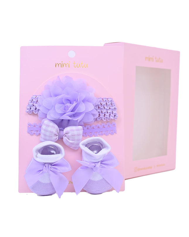 Purple Pastel Bow Flower Gift Set
