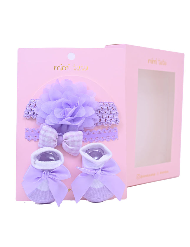 Purple Pastel Bow Flower Gift Set
