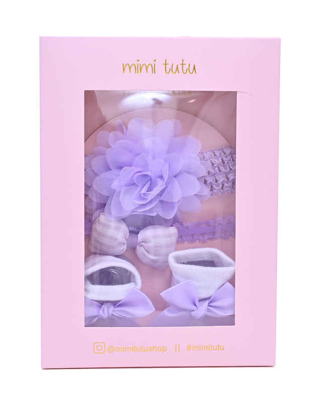 Purple Pastel Bow Flower Gift Set