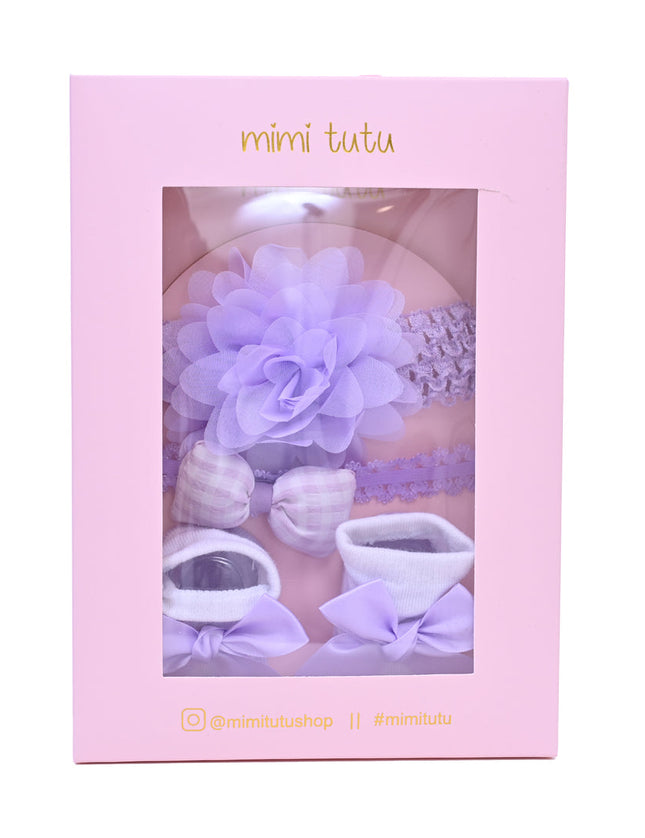 Purple Pastel Bow Flower Gift Set