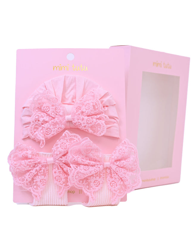 Pink Lace Bow Gift Set