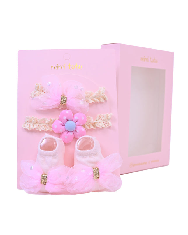 Pink Bow Gold Accent Flower Gift Set