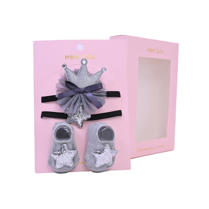 Grey Star and Bow Crown Gift Set