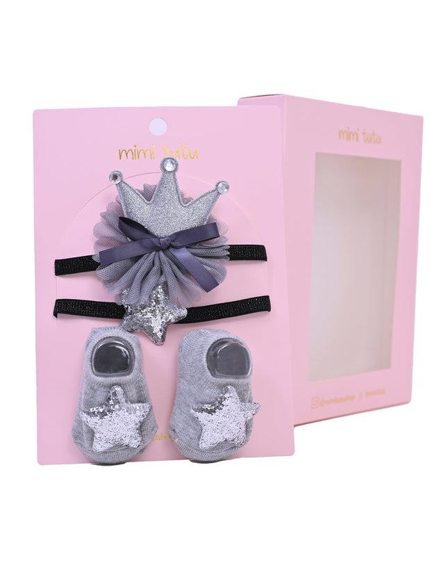 Grey Star and Bow Crown Gift Set