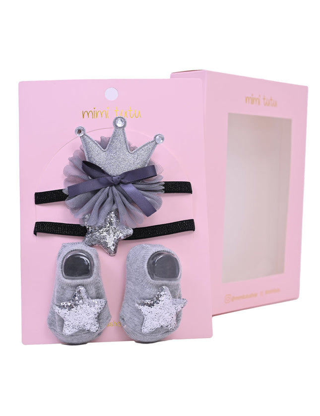 Grey Star and Bow Crown Gift Set