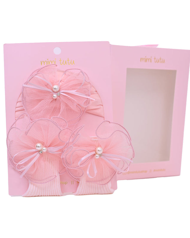 Pink Pearl Flower Ribbon Gift Set