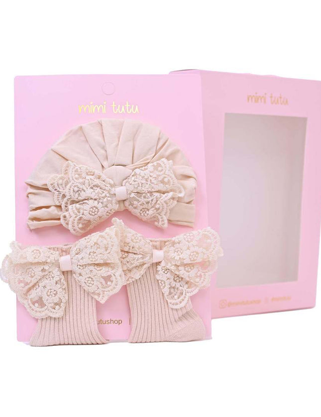 Beige Lace Bow Gift Set