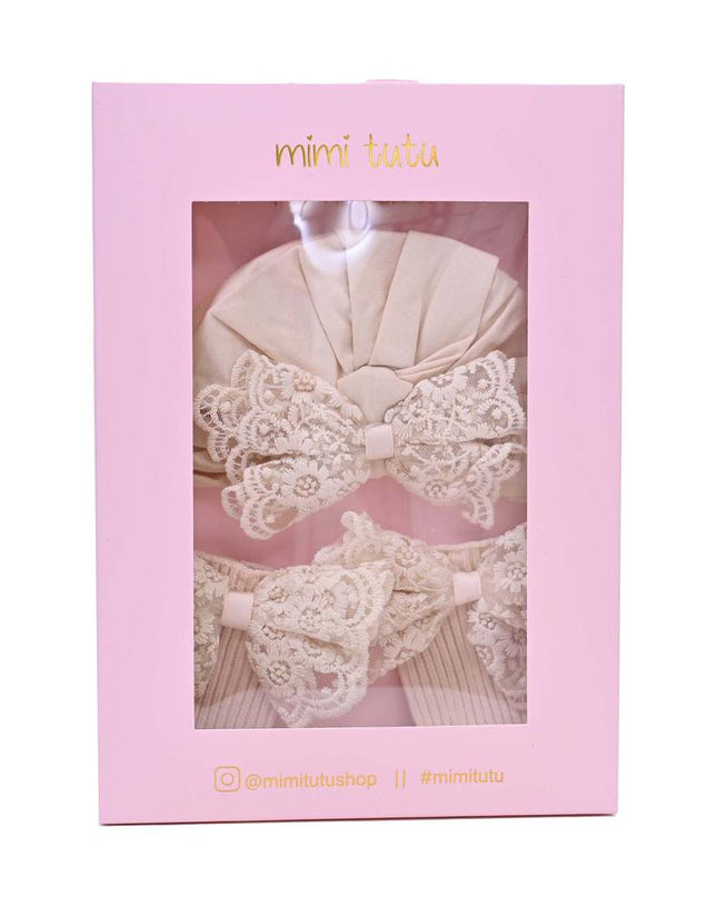 Beige Lace Bow Gift Set