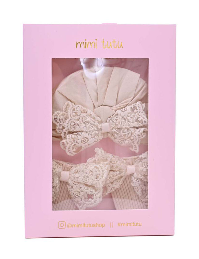 Beige Lace Bow Gift Set