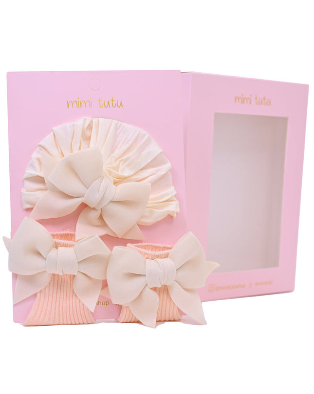Ivory Bow Pink Sock Gift Set