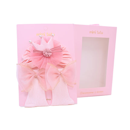 Pink Bow and Flower Crown Gift Set
