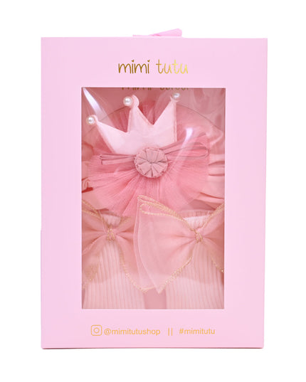 Pink Bow and Flower Crown Gift Set