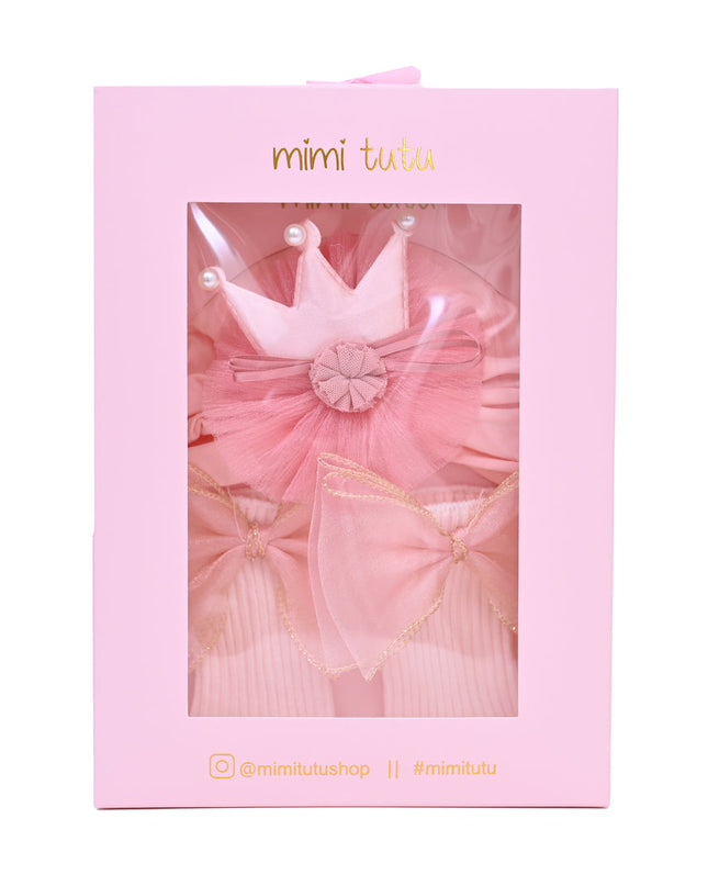 Pink Bow and Flower Crown Gift Set