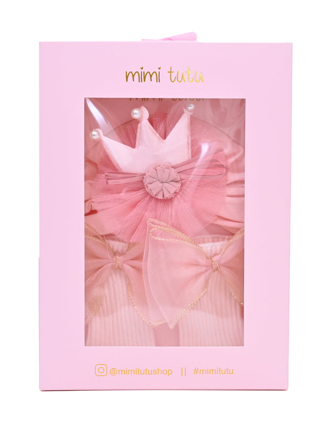Pink Bow and Flower Crown Gift Set