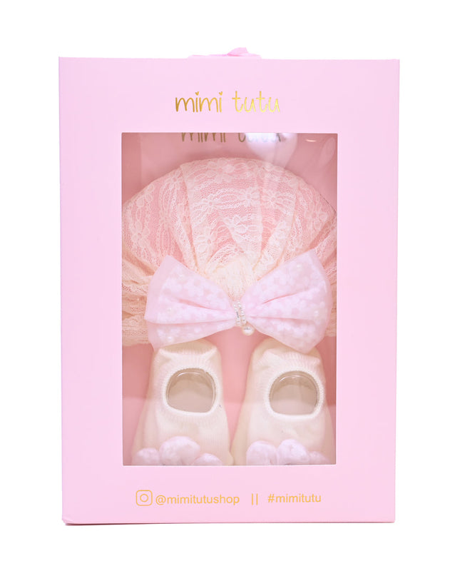 Pink Bow and Flower White Gift Set