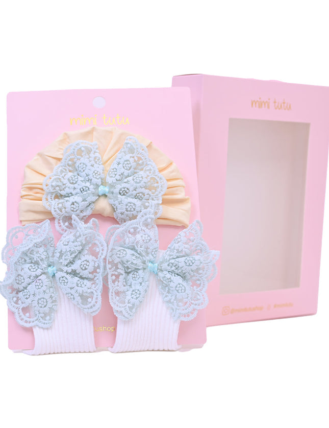 Kidsatelier-Tulleen-MTBGS4203-teal-lace-bow-and-yellow-white-gift-set