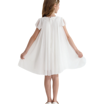 White Flower Accent Constance Dress