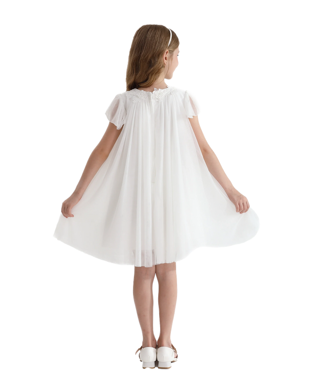 White Flower Accent Constance Dress