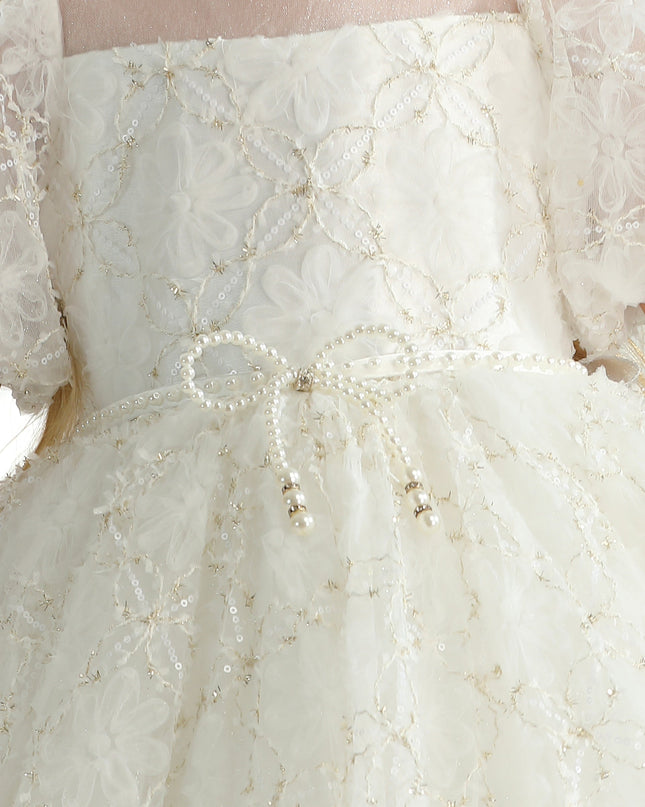 White Laced Tulle Flower Wynfair Dress