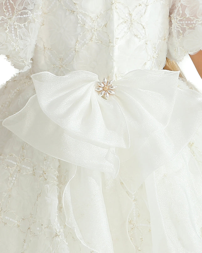 White Laced Tulle Flower Wynfair Dress