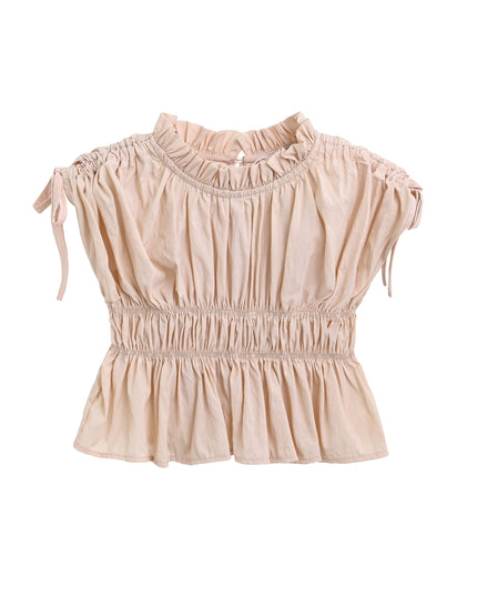 Beige Ruffle Bow Outfit Set