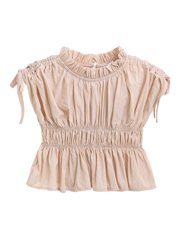 Beige Ruffle Bow Outfit Set
