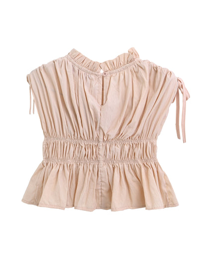 Beige Ruffle Bow Outfit Set