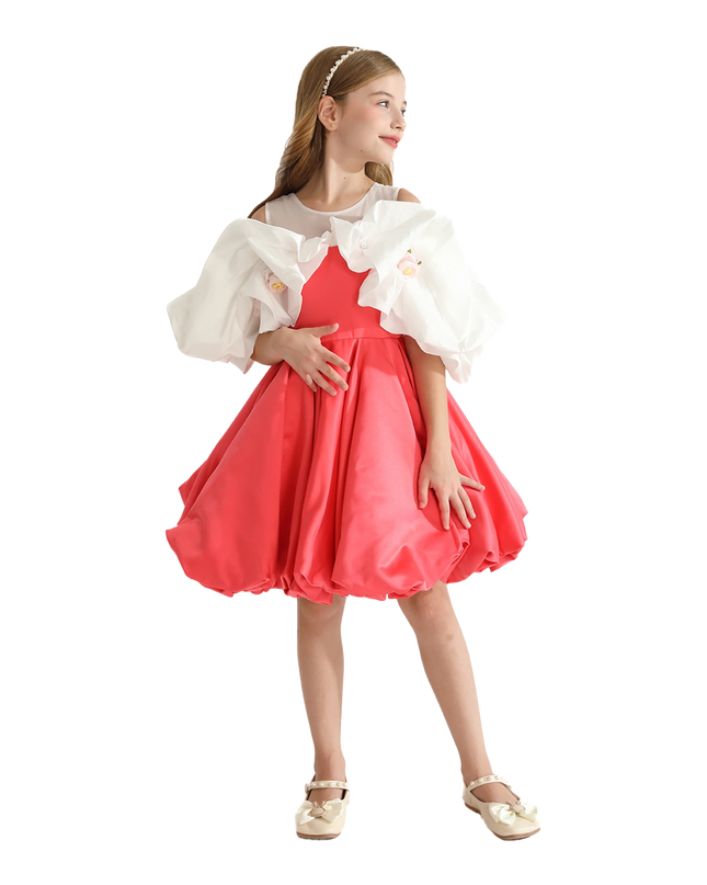 Red Silhouette White Sleeve Isadora Dress