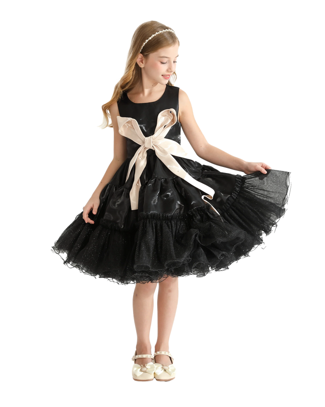 Black Sleeveless Bow Madrona Dress