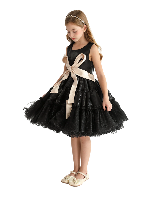 Black Sleeveless Bow Madrona Dress