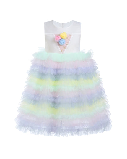 Purple Ruffle Tiered Pom Dress