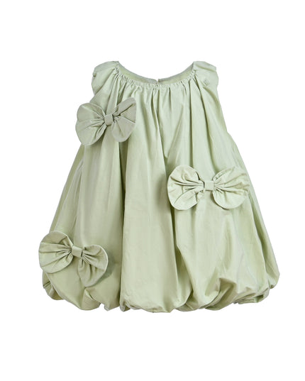 Sage Sleeveless Bow Dress