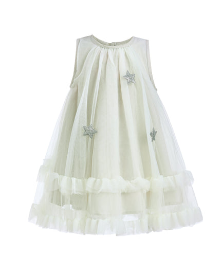 Mist Sleeveless Star Ruffle Dress