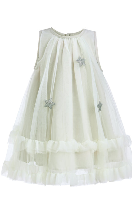 Mist Sleeveless Star Ruffle Dress