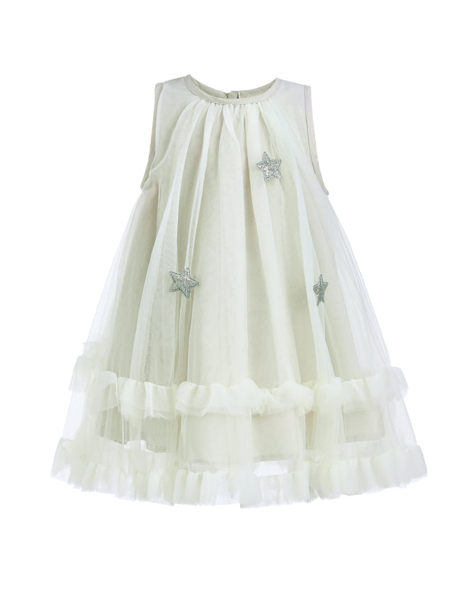 Mist Sleeveless Star Ruffle Dress