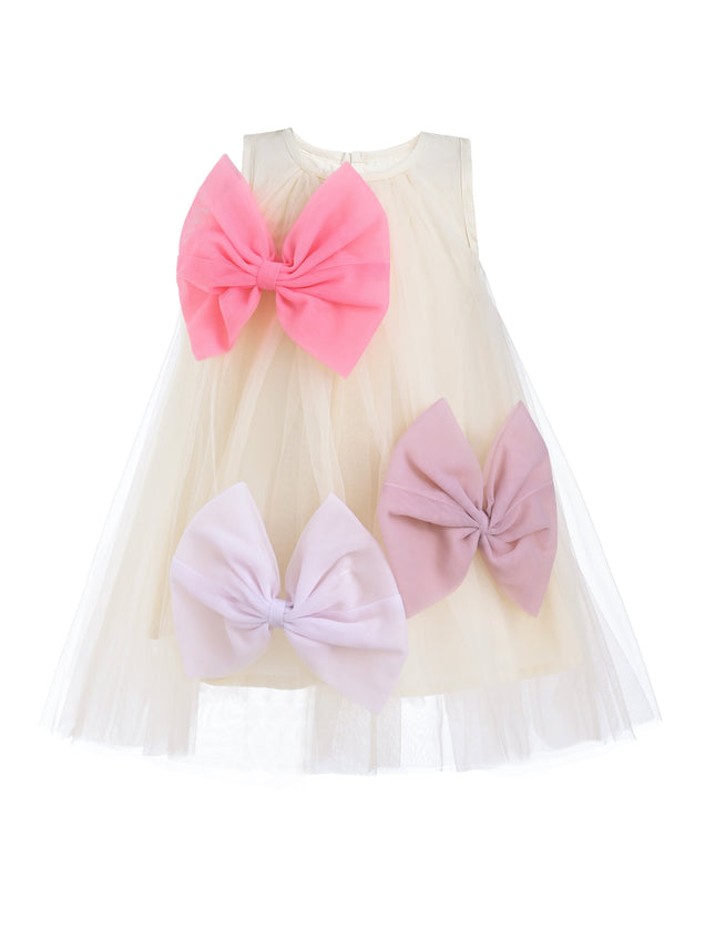 Ivory Tulle Bow Sleeveless Dress