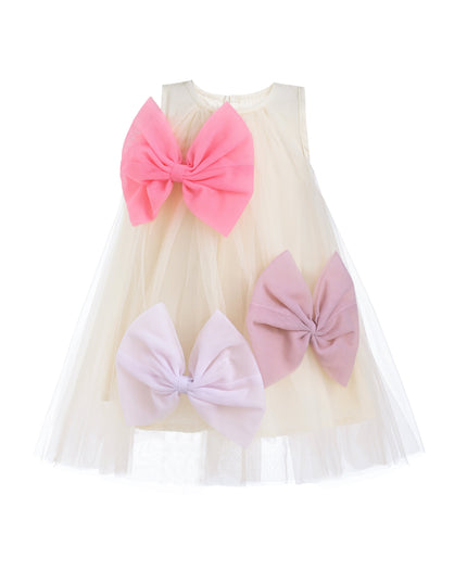 Ivory Tulle Bow Sleeveless Dress