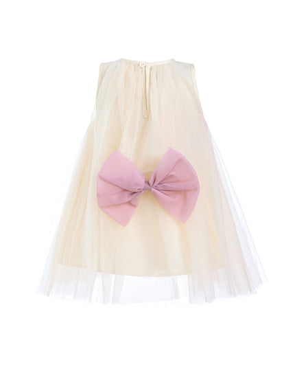 Ivory Tulle Bow Sleeveless Dress