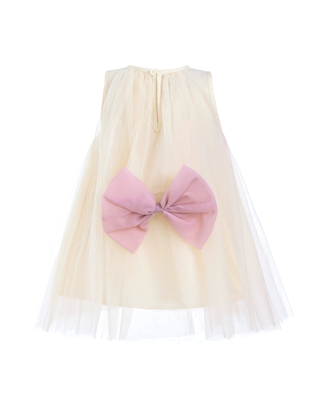 Ivory Tulle Bow Sleeveless Dress