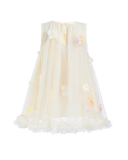 Ivory Tulle Layered Floral Dress