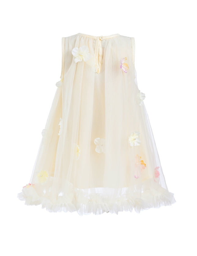 Ivory Tulle Layered Floral Dress